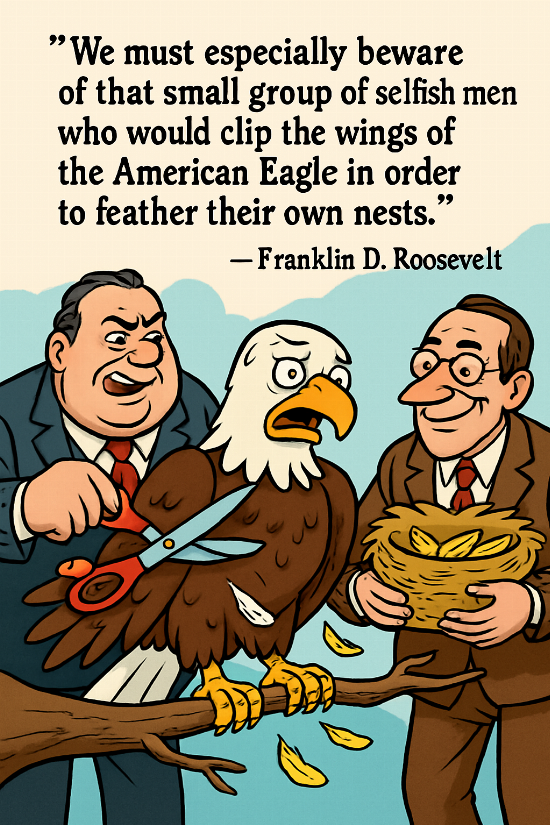 A cartoon representation of a saying by Franklin D. Roosevelt