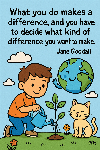 A cartoon thumbnail linking to a saying by Jane Goodall