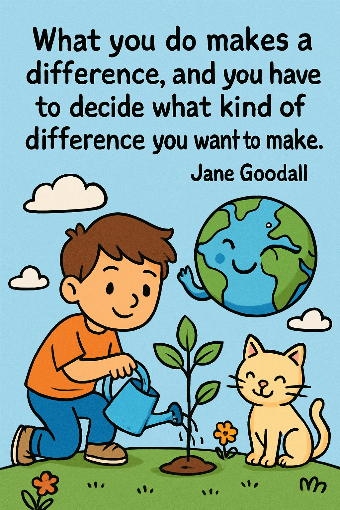 A cartoon representation of a saying by Jane Goodall