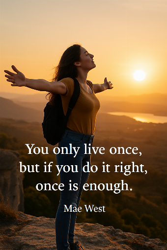 A photographic representation of a saying by Mae West