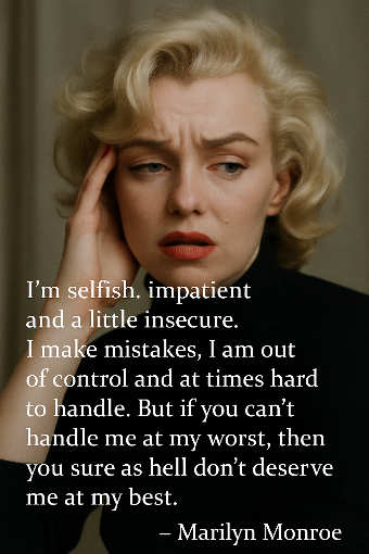 A photographic representation of a saying by Marilyn Monroe