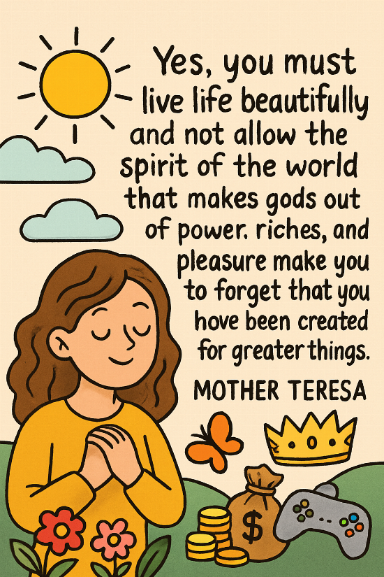 A cartoon representation of a saying by Mother Teresa